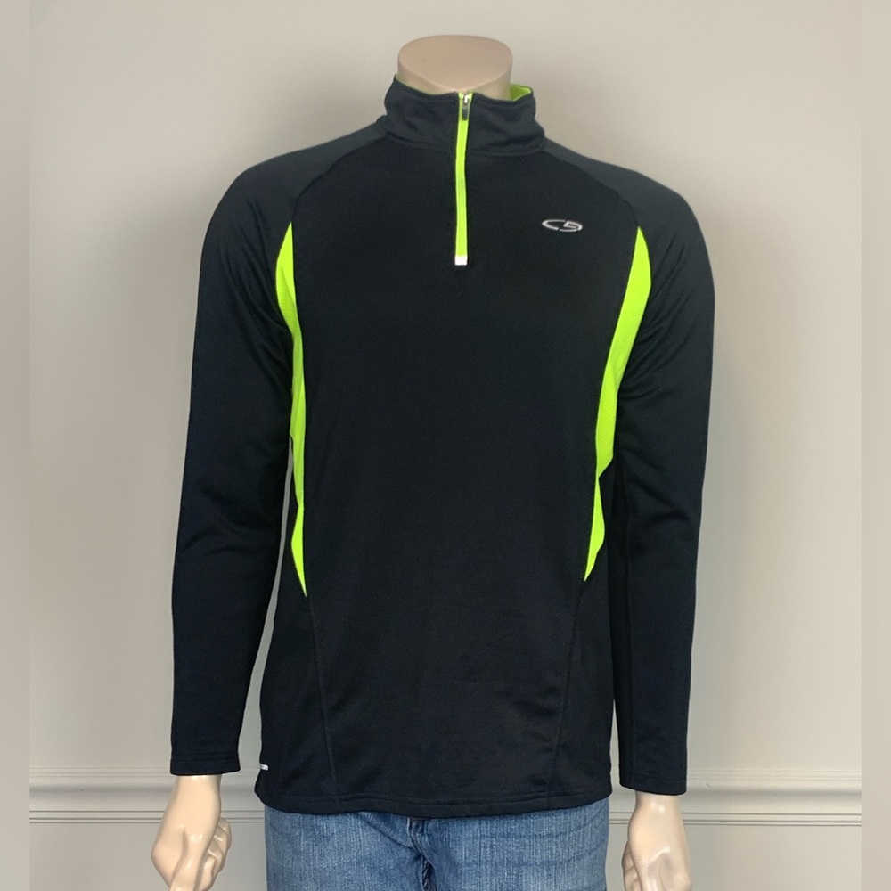 Black and Neon Green Long Sleeve 1/4 Zip Pullover